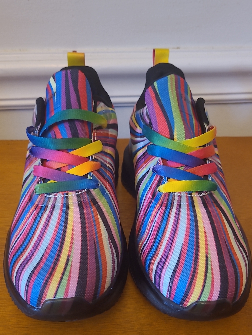 Women’s Rainbow Striped Athletic Sneakers - Multicolor
